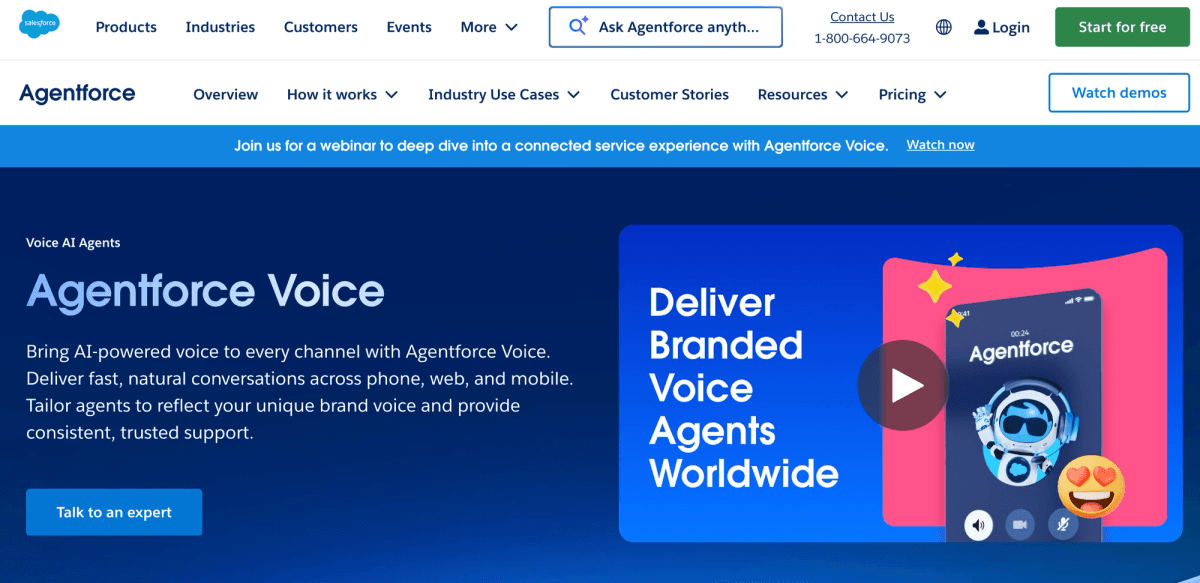 Salesforce Agentforce Voice Webpage