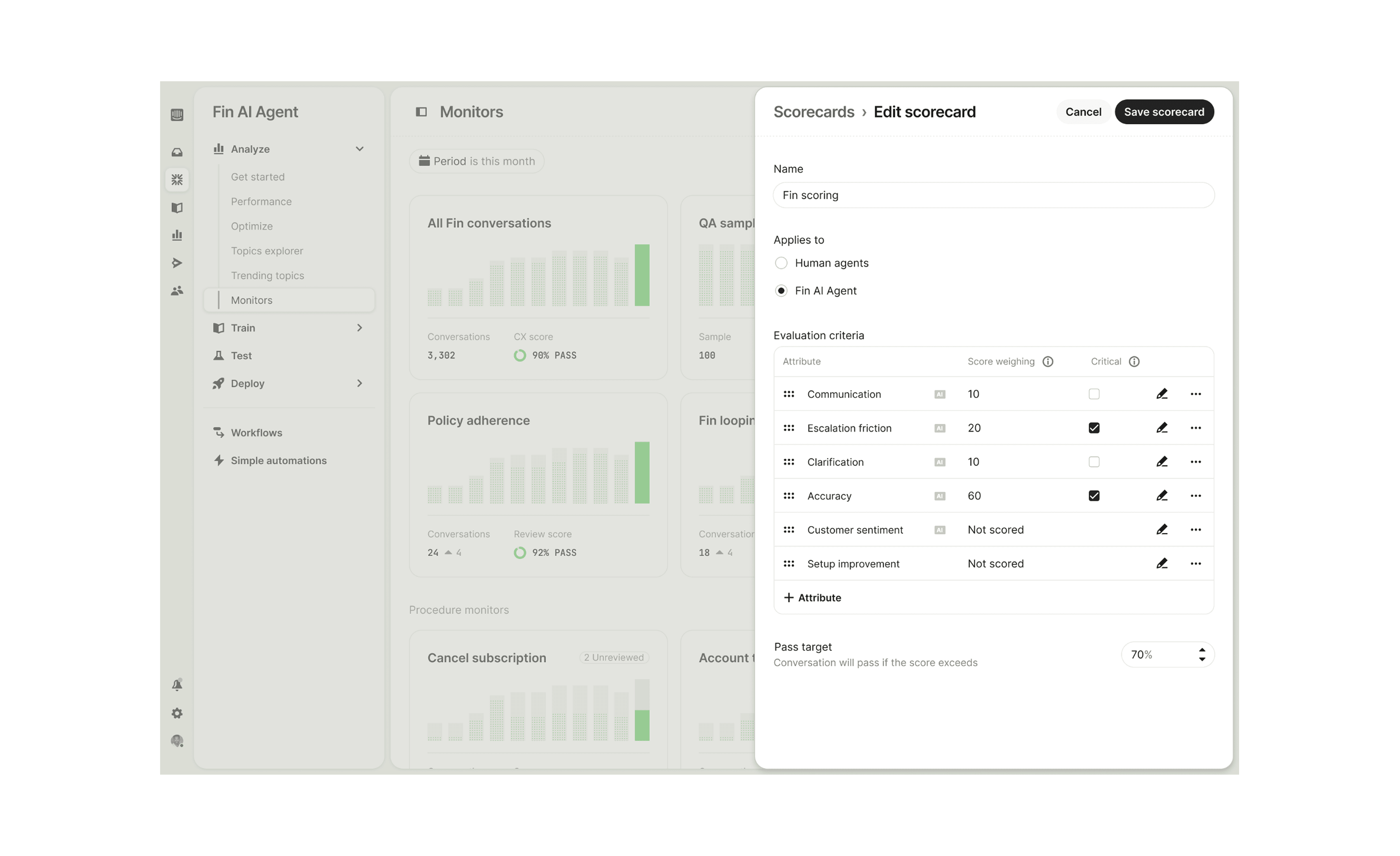 Monitors: Custom Scorecards